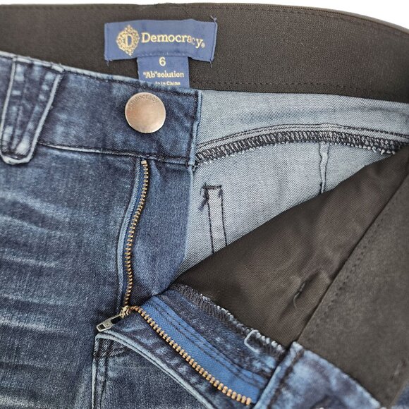 Democracy Jeans Womens Dark Wash Distressed Skinny Denim Blue‎ Ripped Size 6 - Picture 7 of 9